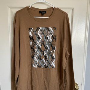 Brown Long Sleeve with Geometric Print (Mens Shirt)